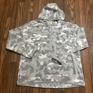 FILA Sport * Woman’s Grey & Pink Camo 1/4 Zip Pullover Hoodie * Size XL